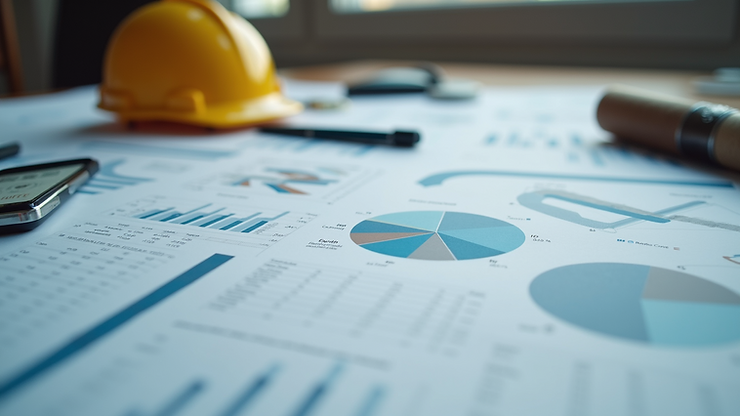 Eye-level view of an Excel spreadsheet showcasing construction data analysis